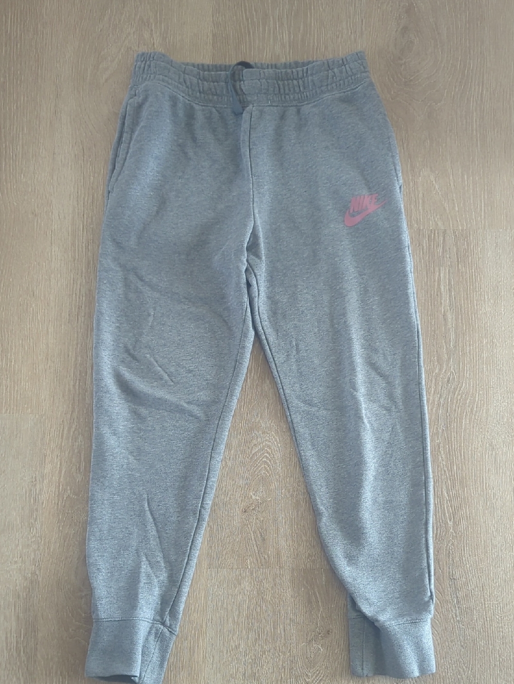 Nike Kids Gray Joggers with Pink Swoosh